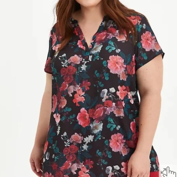 torrid Tops - Torrid GEORGETTE HI-LOW TUNIC BLOUSE Floral Torrid Size 2, Size 2X